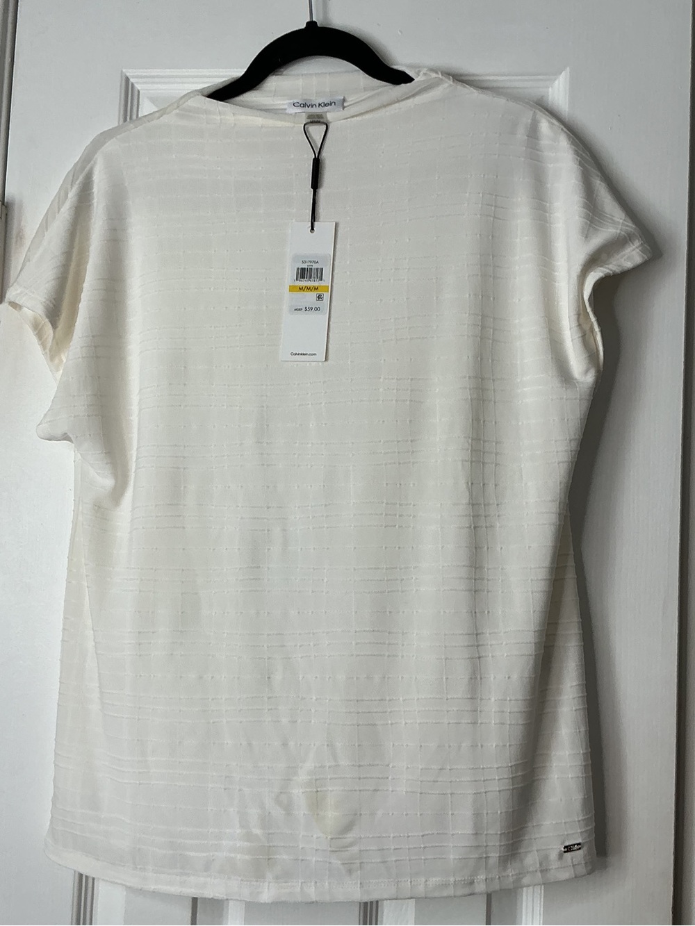 Calvin Klein Cream Short-Sleeve Textured Tee